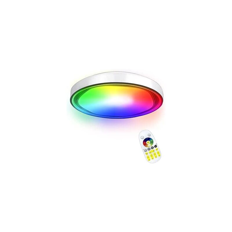 foto del prodotto aufun lampada da tetto led 60w con telecomando, lampada rgb moderna, per salotto, camera da bambino, camera da letto, rotonda, 50cm