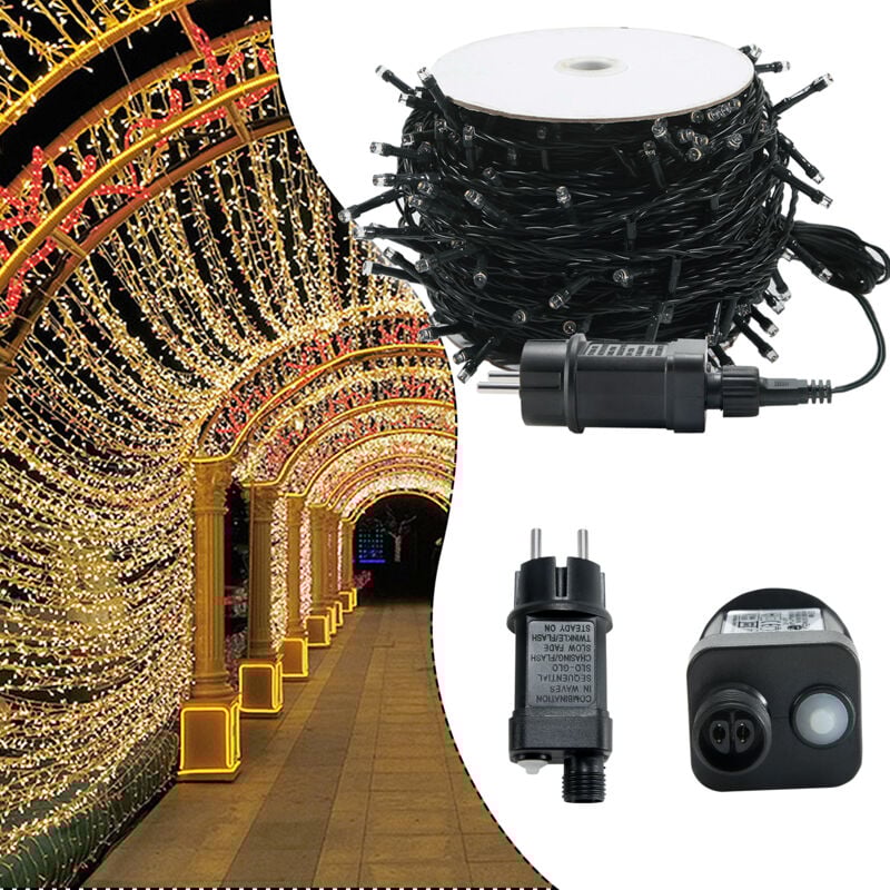 foto del prodotto aufun led fata luminosa da esterno con spina e con 8 modalit di illuminazione, ip44 impermeabile, per matrimoni, feste, giardini, 80 m, 800 led,