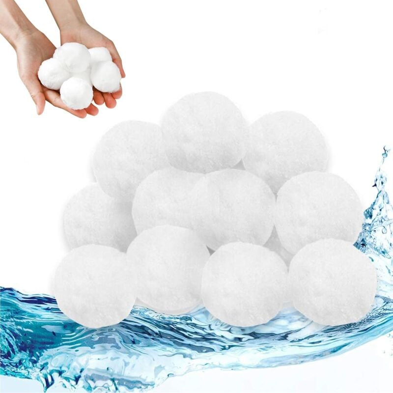 foto del prodotto aufun palline filtranti, 1400g, sostituiscono 50kg di sabbia filtrante, per filtro a sabbia per piscina, acquario bianco 