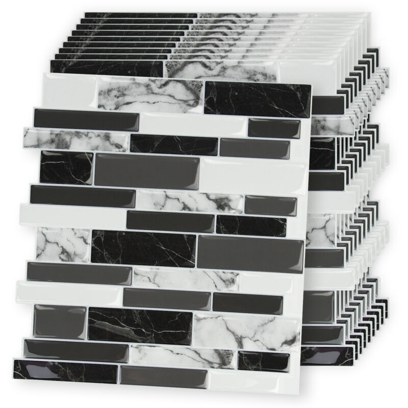 foto del prodotto aufun pannello adesivo per decorazione 3d 30cmx30cm, 10 pezzi piastrelle per cucina bagno piastrelle adesive in pvc autoadesivo impermeabile per