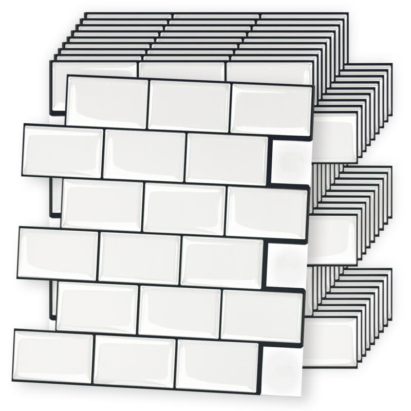 foto del prodotto aufun pannello adesivo per decorazione 3d 30cmx30cm, 10 pezzi piastrelle per cucina bagno piastrelle adesive in pvc autoadesivo impermeabile per