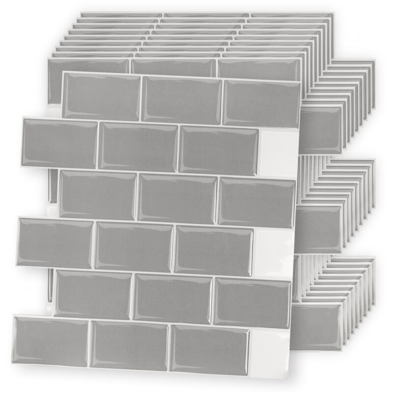 foto del prodotto aufun pannello adesivo per decorazione 3d 30cmx30cm, 10 pezzi piastrelle per cucina bagno piastrelle adesive in pvc autoadesivo impermeabile per
