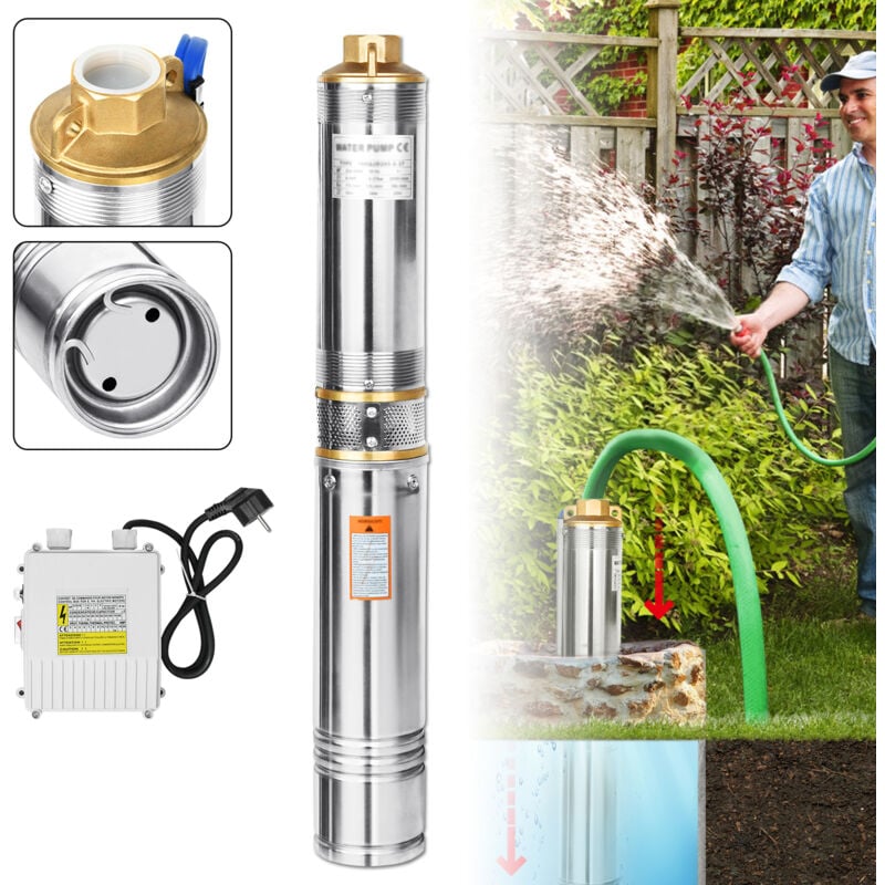 foto del prodotto aufun pompa sommergibile per acqua di pozzo con motore da 370 w, pompa per fontana profonda con portata di 4000 l h, portata 34 m, per fontane,