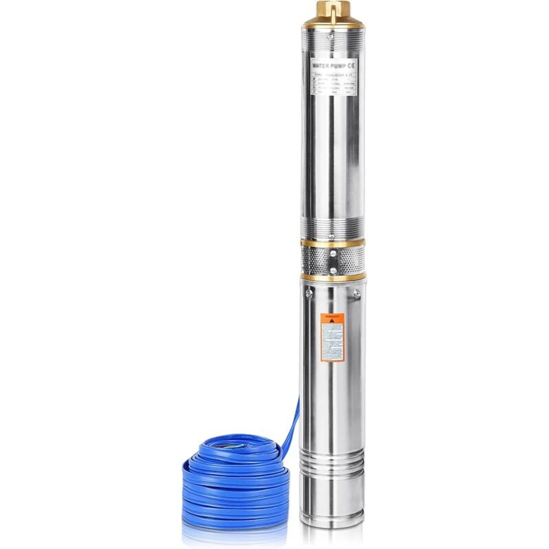 foto del prodotto aufun pompe per pozzi profondi, pompe per pozzi profondi da 370w, pompe sommersa, pompe per pozzi, portata fino a 4.000 l h con cavo di