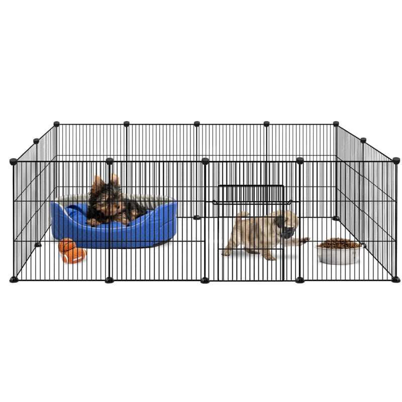 foto del prodotto aufun recinto esterno per conigli in rete metallica con porta, recinto per piccoli animali, recinto per piccoli animali, box per conigli per