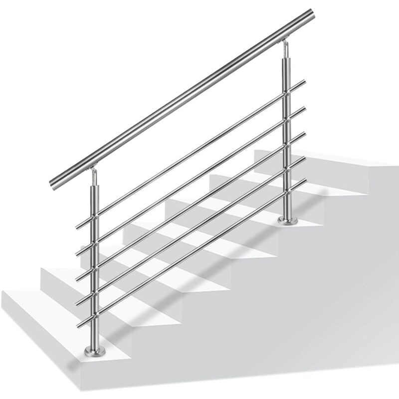 foto del prodotto aufun ringhiera per scale ringhiera per corrimano in acciaio inossidabile per scale, interni ed esterni, balcone, parapetto, argento, lunghezza 80