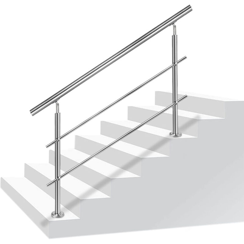 foto del prodotto aufun ringhiera per scale ringhiera per corrimano in acciaio inossidabile per scale, interno ed esterno, balcone, parapetto, argento, lunghezza 