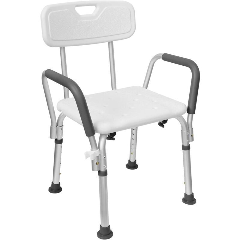 foto del prodotto aufun sgabello per doccia con schienale e braccioli regolabile in altezza antiscivolo sedile per doccia in alluminio e plastica per donne anziane e