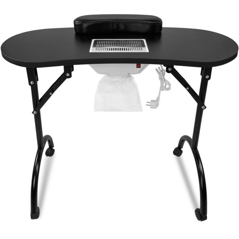 foto del prodotto aufun tavolo pieghevole per manicure con aspirazione portatile con ruote tavolo manicure mobile, con cassetto e borsa portatile, 98 x 44 x 77 cm