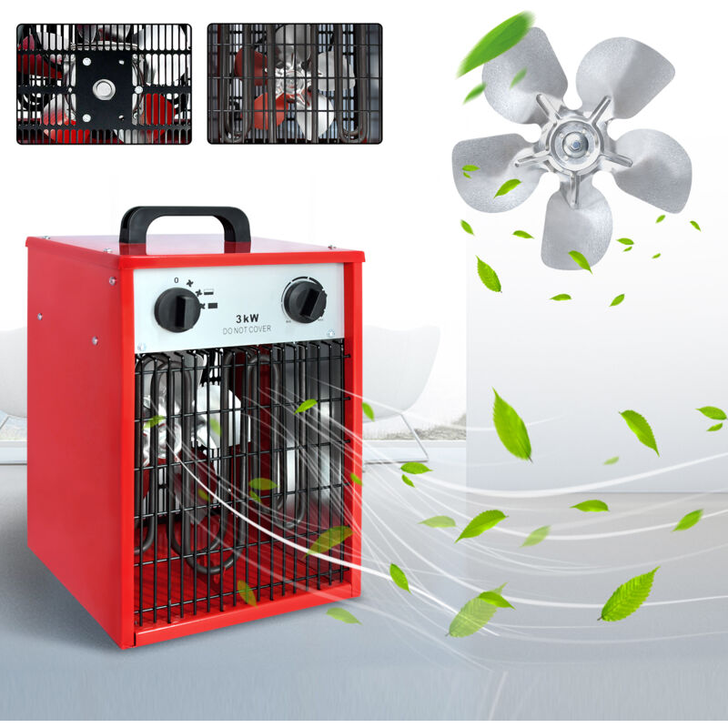 foto del prodotto aufun termoventilatore elettrico riscaldamento industriale professionale con 3 impostazioni di calore, protezione da sovraccarico, ideale per