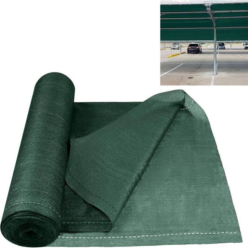 foto del prodotto aufun tessuto ombreggiante per recinzioni, schermatura hdpe 150 g m , schermo tennis con fascette, per recinzioni e ringhiere, verde scuro 1,5x10m