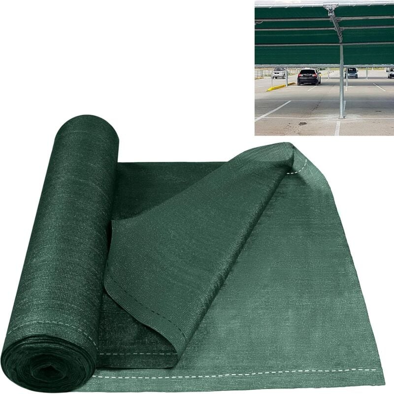 foto del prodotto aufun tessuto ombreggiante per recinzioni, schermatura hdpe 150 g m , schermo tennis con fascette, per recinzioni e ringhiere, verde scuro 2x10m