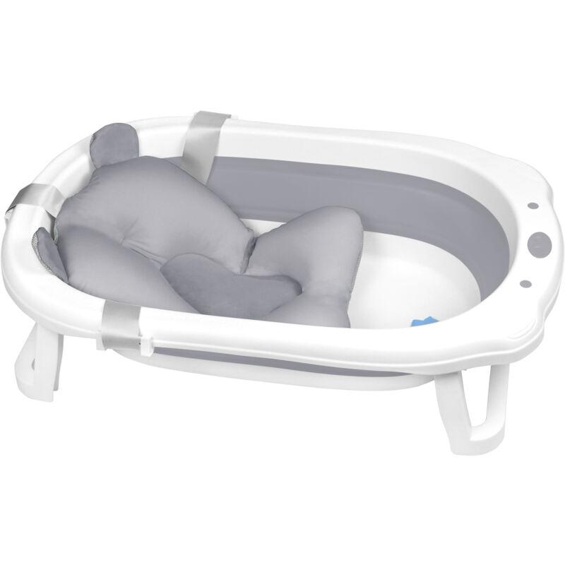 foto del prodotto aufun vasca da bagno bagnetto pieghevole per bambini con piedini antiscivolo, stabile plastica pp e tpe, 82 x 50 x 22 cm, grado con cuscino per