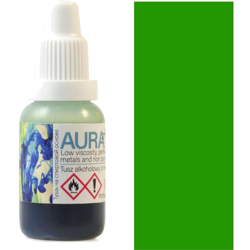 foto del prodotto aura ink inchiostro alcolico renesans per vetro e metallo 15ml 150 verde chiaro