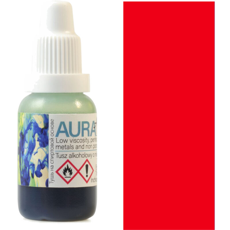 foto del prodotto aura ink inchiostro alcolico renesans per vetro, metallo, rosso 15ml 131 cinnober