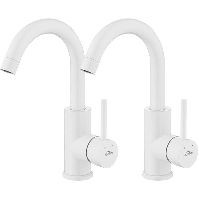 foto del prodotto auralum 2 pcs rubinetto lavabo girevole a 360 miscelatore monocomando per bagno con aeratore staccabile, rubinetto lavabo dell acqua calda e