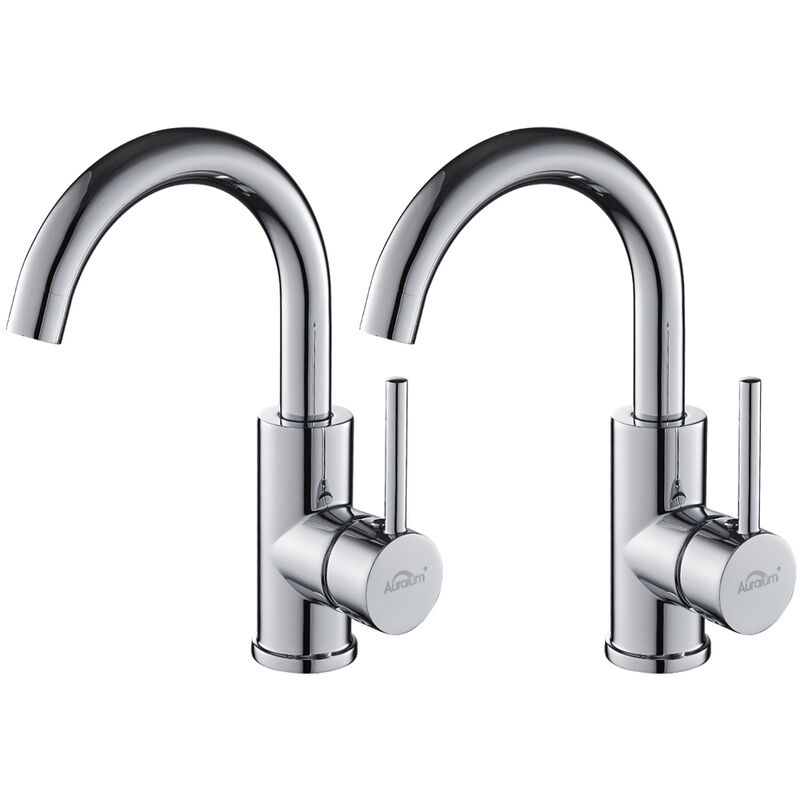 foto del prodotto auralum 2 x rubinetto lavabo girevole a 360 miscelatore monocomando per bagno con aeratore staccabile, rubinetto lavabo dell acqua calda e fredda,