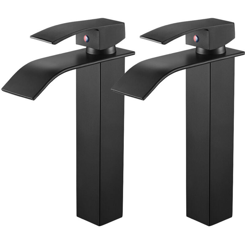 foto del prodotto auralum 2x rubinetto bagno a cascata beccuccio alto, miscelatore a cascata rubinetto lavabo bagno miscelatore monocomando da lavandino bagno con