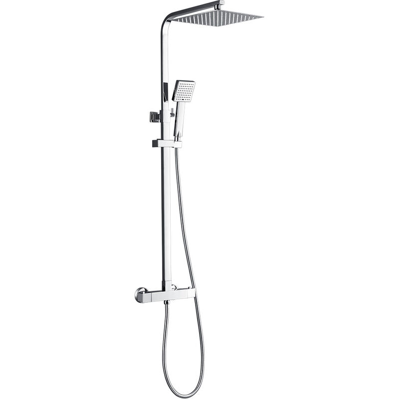 foto del prodotto auralum colonna doccia con miscelatore termostatico in acciao inox con 25cm soffione a pioggia e doccetta sistema doccia antiscottatura con ugelli