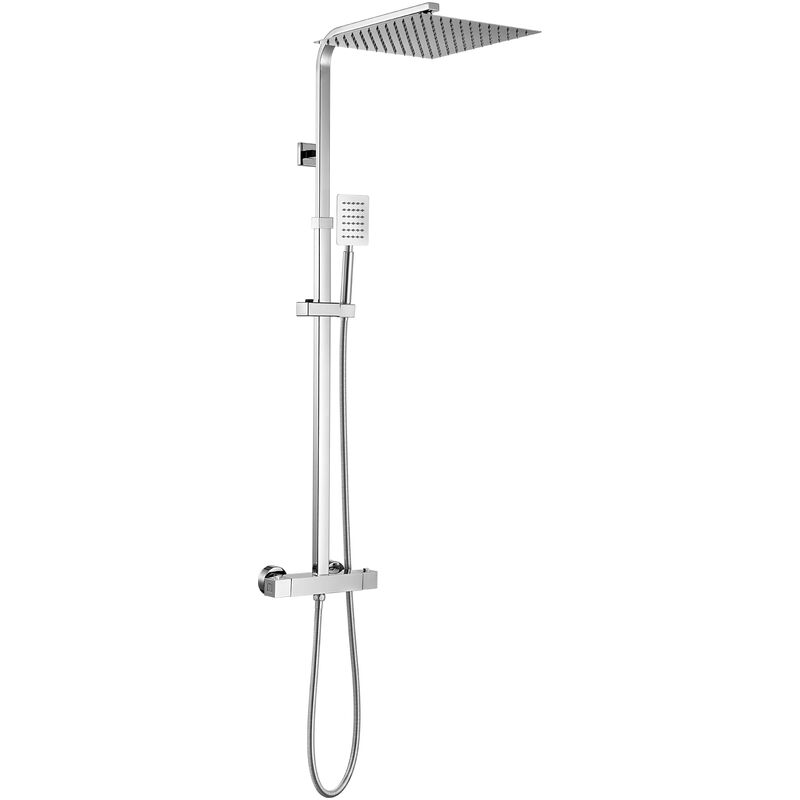 foto del prodotto auralum colonna doccia con termostatico a 38 c blocco di sicurezza, termostatico colonna doccia con soffione 30cm e doccetta, altezza regolabile