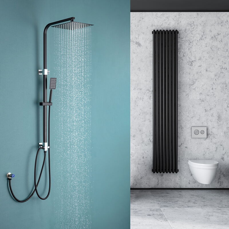 foto del prodotto auralum colonna doccia senza miscelatore in acciaio inox, regolabili asta doccia con soffione a pioggia 25x 25cm quadrato e doccetta