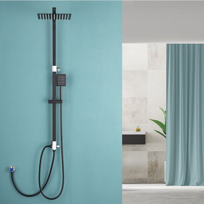 immagine 0 del prodotto auralum colonna doccia senza miscelatore in acciaio inox set doccia con soffione 25x25cm e doccetta con beccuccio in silicone, asta doccia