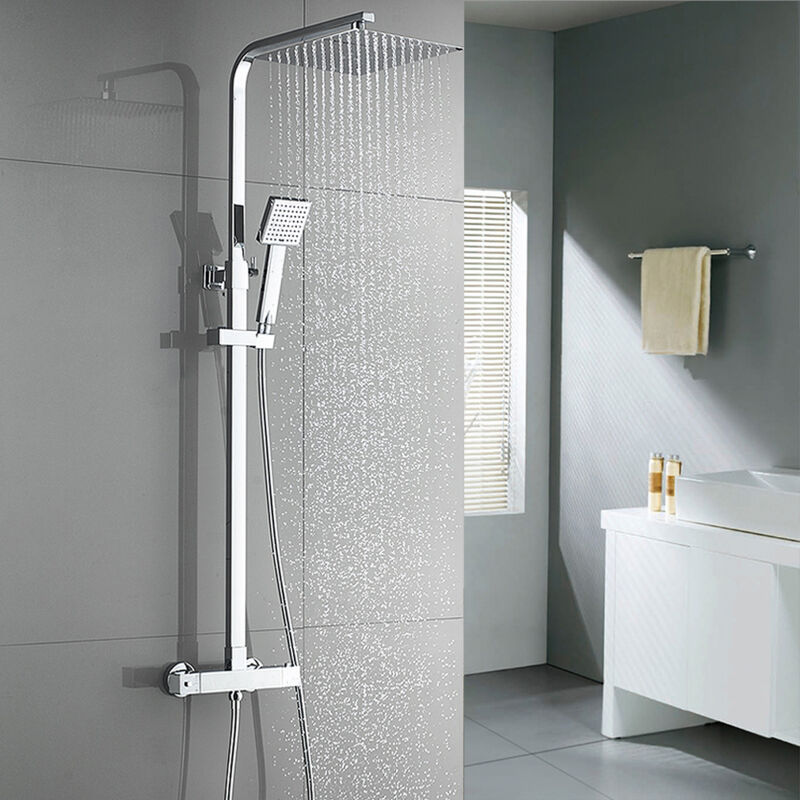foto del prodotto auralum colonna doccia termostatica set doccia a pioggia set doccia bagno colonna doccia termostatica con sistema doccia con miscelatore regolabile