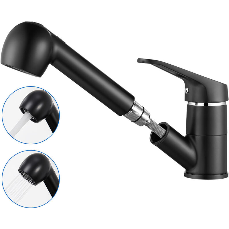 foto del prodotto auralum eo rubinetto cucina con doccetta estraibile 70cm, rubinetti per lavello con girevole a 360 , miscelatore monocomando cucina in ottone, acqua