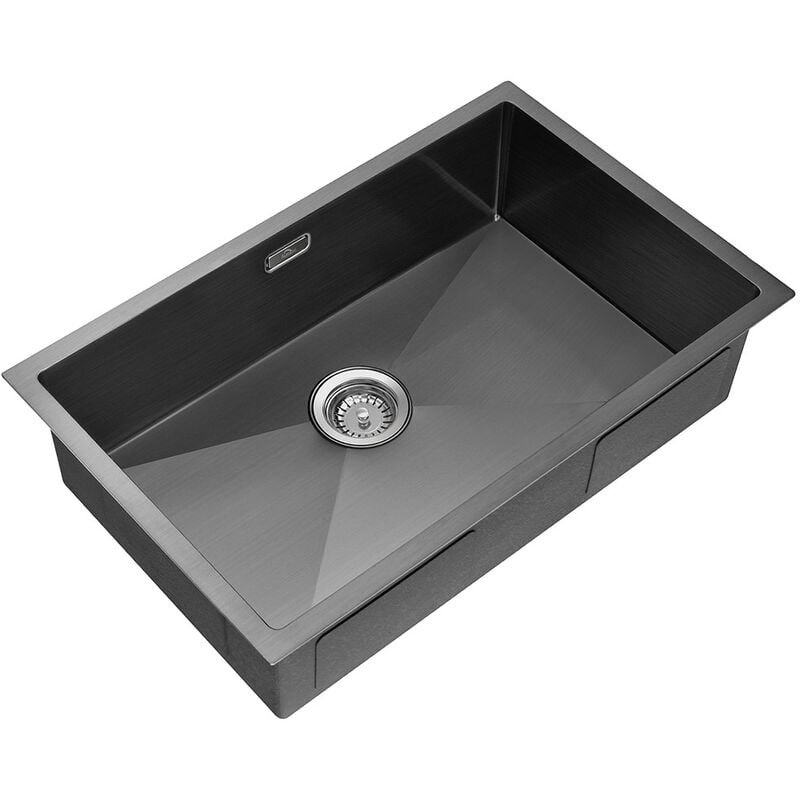 foto del prodotto auralum lavello cucina 70x44 cm in acciaio inox, lavello incasso con troppopieno, senza piombo, protezione ambientale