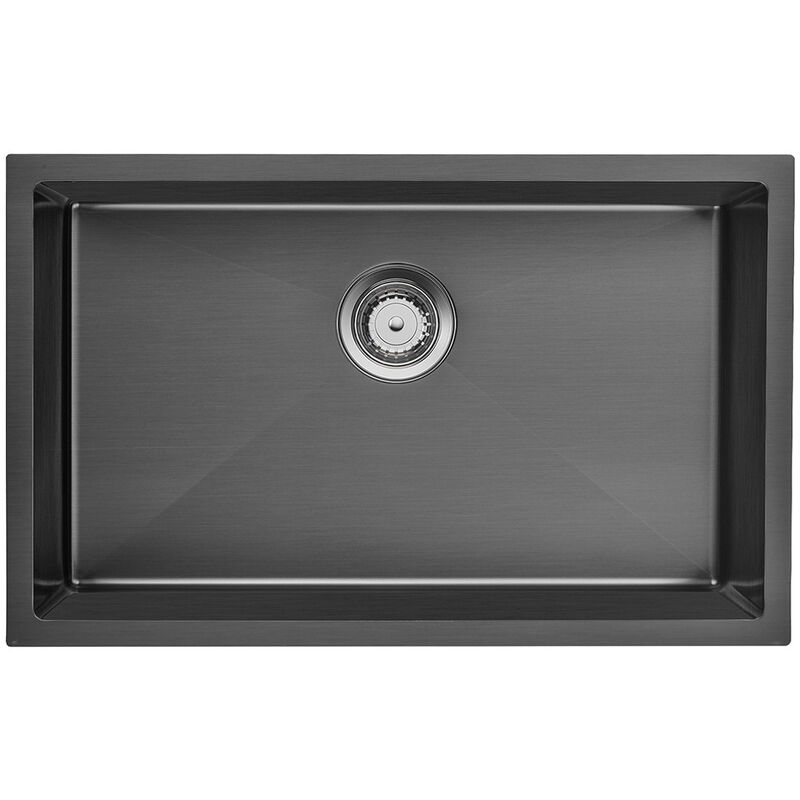 foto del prodotto auralum lavello da cucina 1 vasca 70 x 44 cm lavandino cucina in acciaio inox con troppopieno e sifone, senza piombo, protezione ambientale, grigio