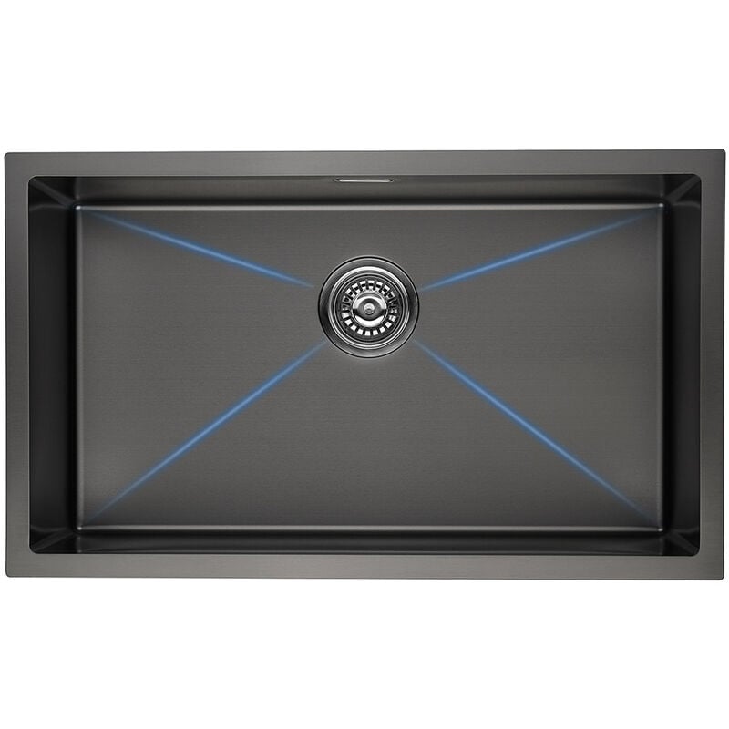 foto del prodotto auralum lavello da cucina in acciaio inox 74x44cm lavello incasso 1 vasca lavandino cucina con troppopieno e sifone, senza piombo, protezione