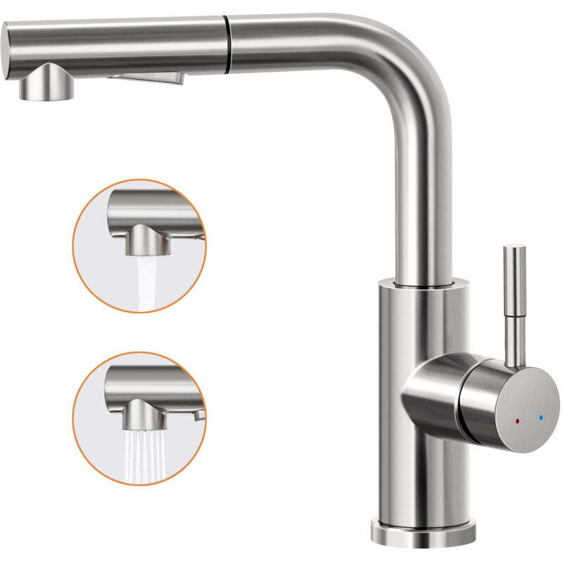foto del prodotto auralum lonheo rubinetti da cucina con doccetta estraibile 40cm a 2 modalit girevole a 360 miscelatori monocomando per lavelli, rubinetto cucina