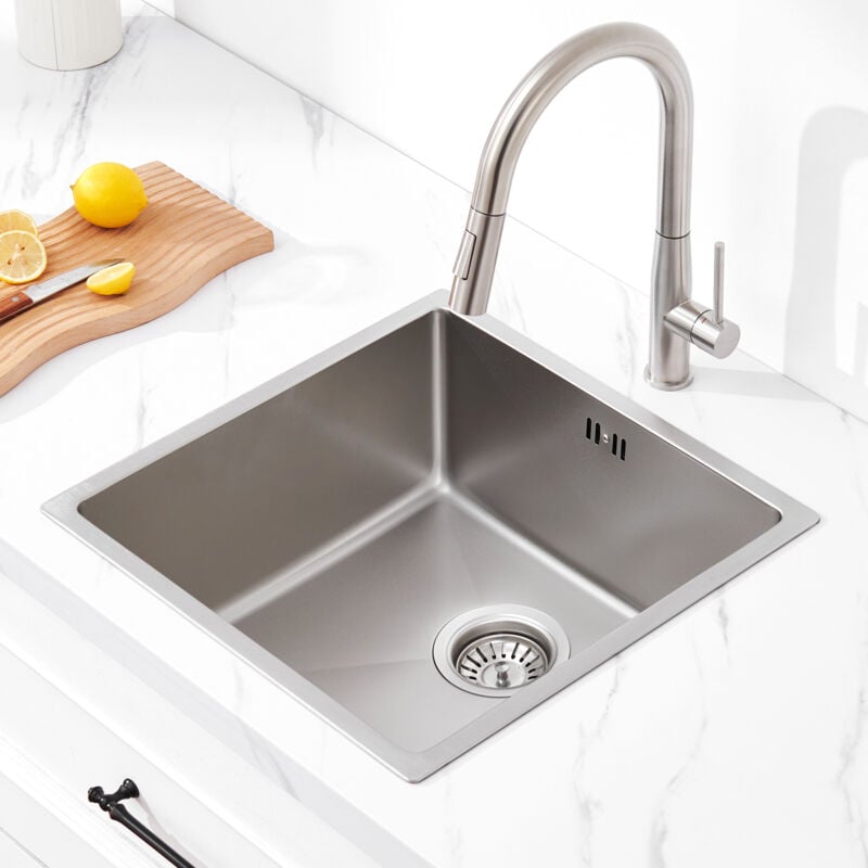 foto del prodotto auralum max auralum lavello da cucina 44 x 44 cm lavello in acciaio inox, lavello da cucina a una vasca, lavelli nanorivestiti, adatto per armadi