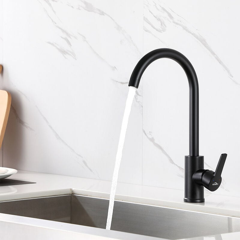 foto del prodotto auralum max auralum rubinetto miscelatore monocomando cucina lavello, rubinetto da cucina con bocca alta 27cm, girevole a 360 rubinetto cucina per