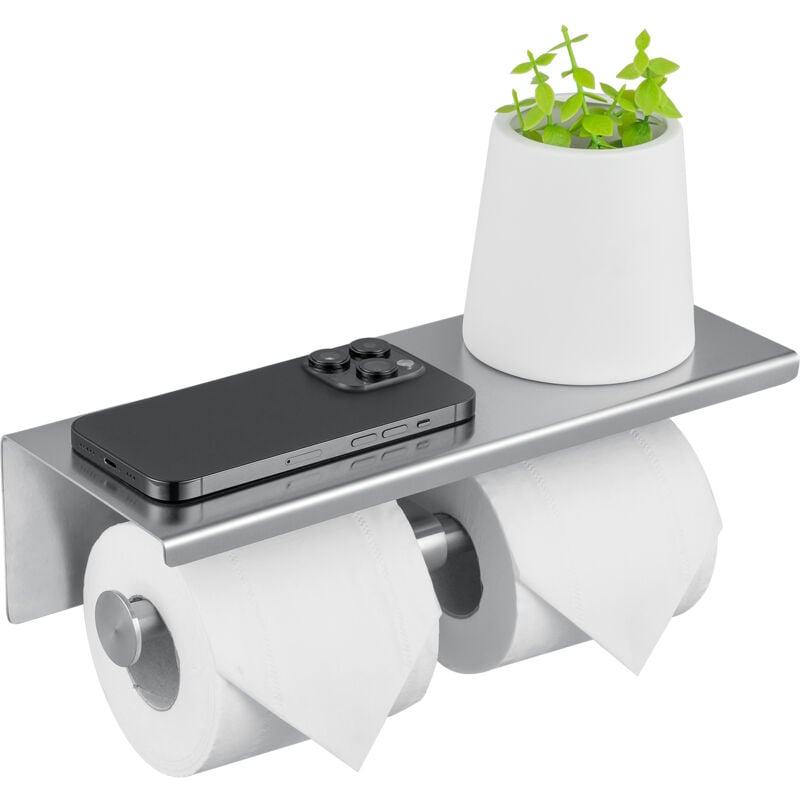 foto del prodotto auralum max porta carta igienica, porta carta igienica in acciaio inox, finitura spazzolata, porta carta igienica in acciaio inox per bagno,