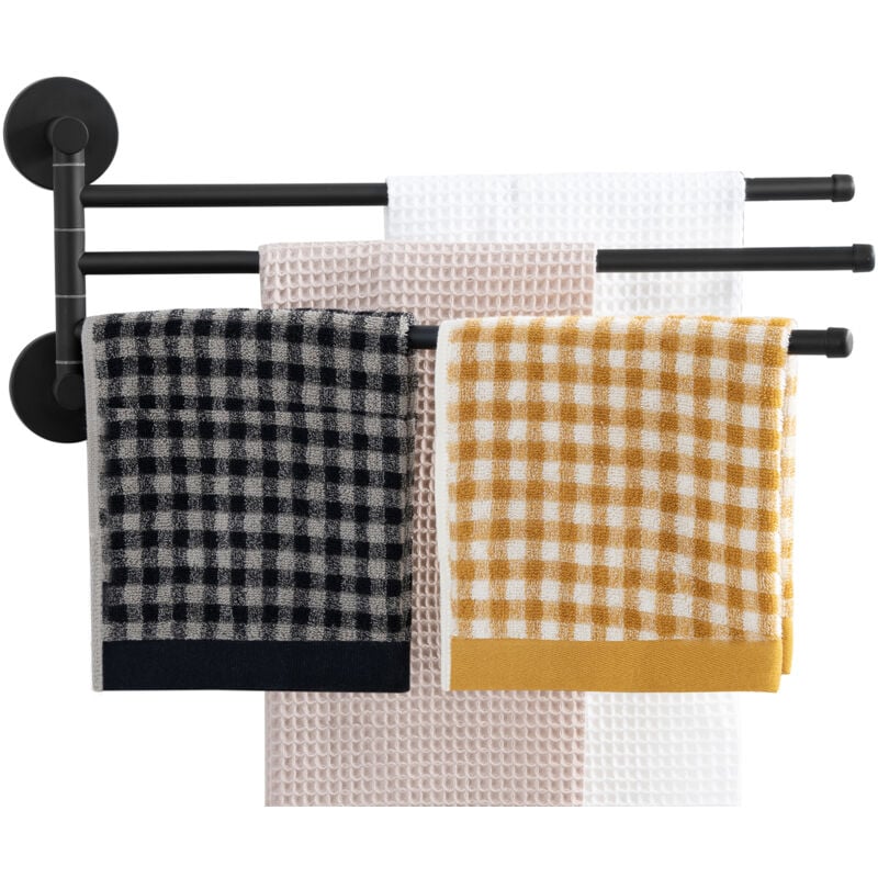 foto del prodotto auralum max portasciugamani da bagno orientabile in acciaio inox a 3 bracci per montaggio a parete, portasciugamani da 40 cm per cucina, wc,