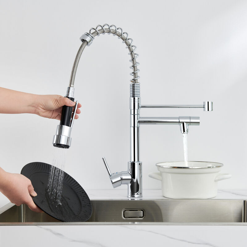 foto del prodotto auralum max rubinetto cucina con doccetta estraibile a 3 modalita girevole a 360 con molla miscelatore per cucina ad alta pressione monocomando