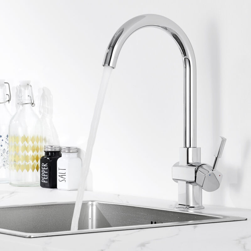 foto del prodotto auralum max rubinetto da cucina, rubinetto da cucina ad alta pressione girevole a 360 , miscelatore da cucina in acciaio inox, rubinetto per