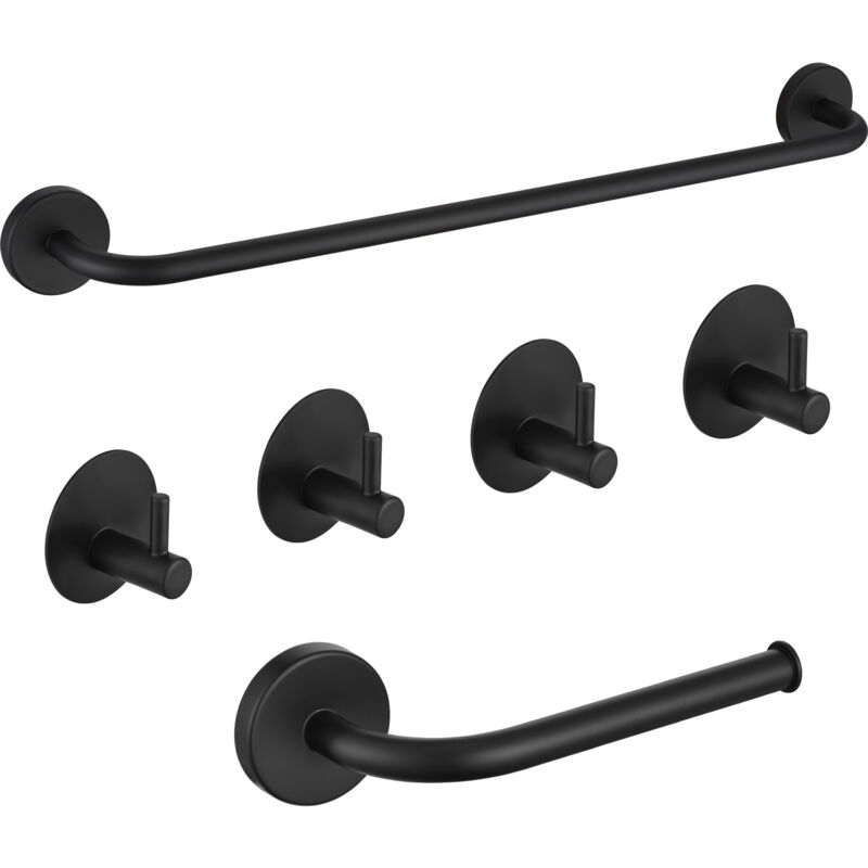 foto del prodotto auralum max set di 6 pezzi di portasciugamani in acciaio inox, 4 ganci per asciugamani, portasciugamani da bagno, portarotolo, 2 tipi di