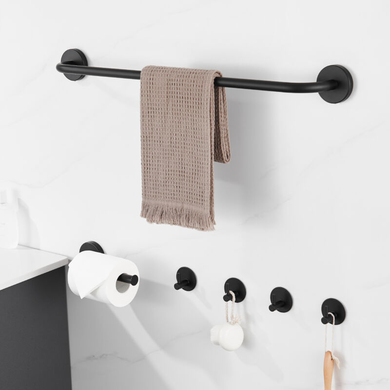 foto del prodotto auralum max set di 6 pezzi di portasciugamani in acciaio inox, 4 ganci per asciugamani, portasciugamani da bagno, portarotolo, 2 tipi di