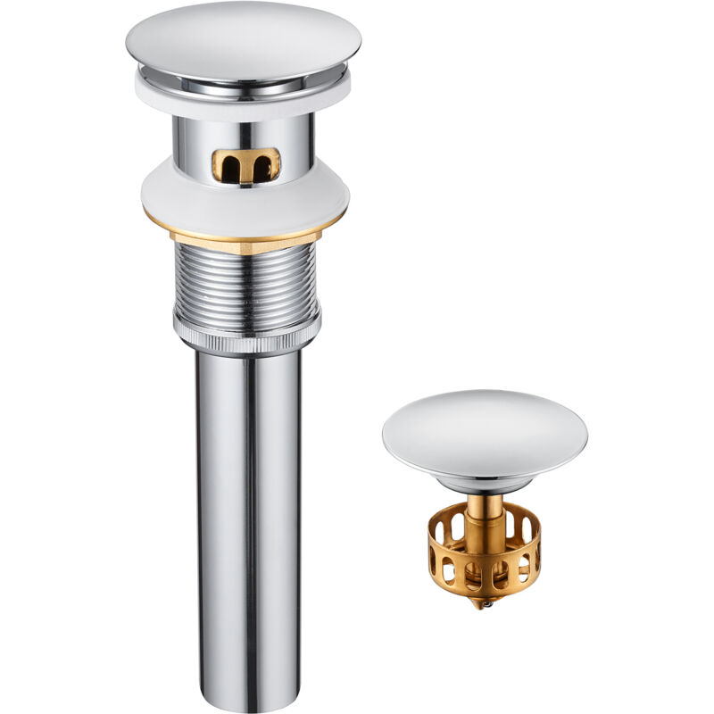 foto del prodotto auralum max set di scarico per lavabo con troppopieno valvola di scarico con valvola pop up per lavabo, set di scarico prolungato, cromato