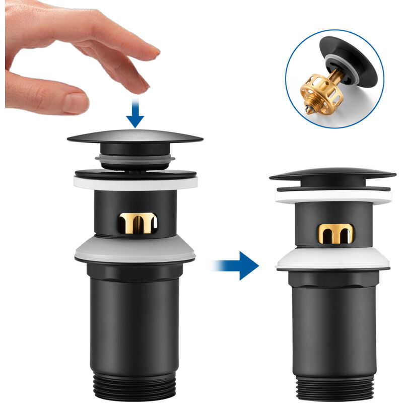 foto del prodotto auralum max set di scarico per lavabo con troppopieno valvola di scarico pop up per lavabo set di scarico universale per lavabo da 1 1 4 di