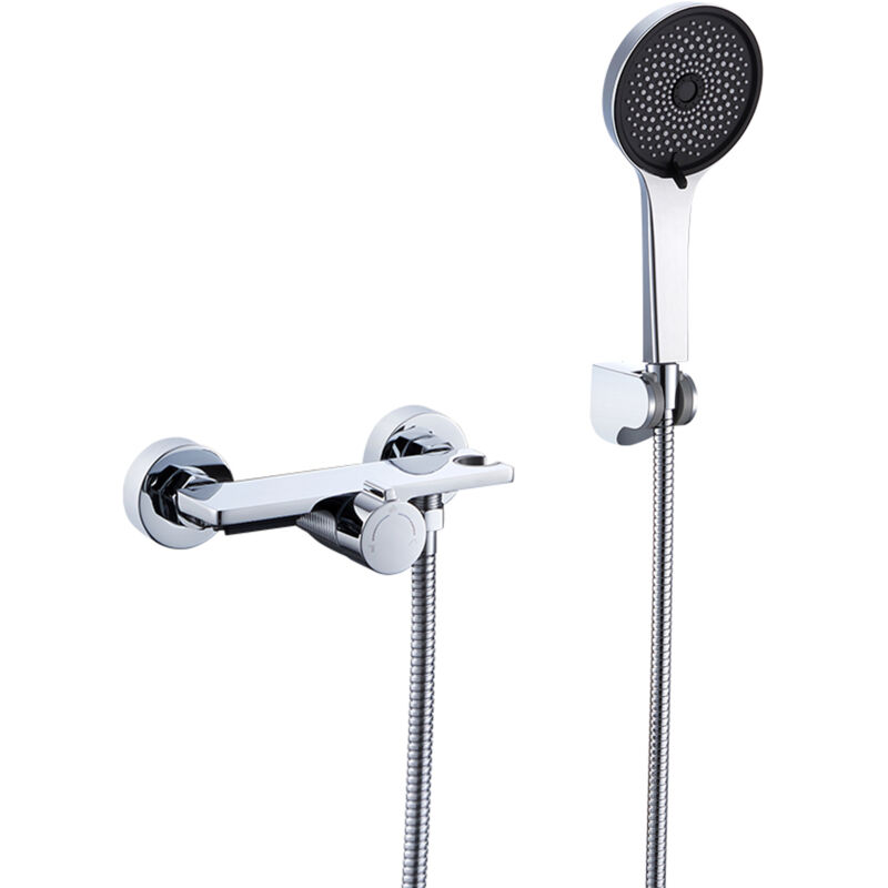 foto del prodotto auralum max set doccia da bagno a cascata con doccetta a 5 funzioni, miscelatore da bagno cromato, sistema doccia per vasca e bagno