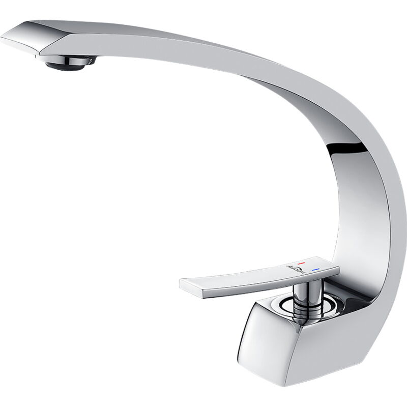 foto del prodotto auralum miscelatore lavabo in ottone cromato rubinetto per lavabo a cascata curvo