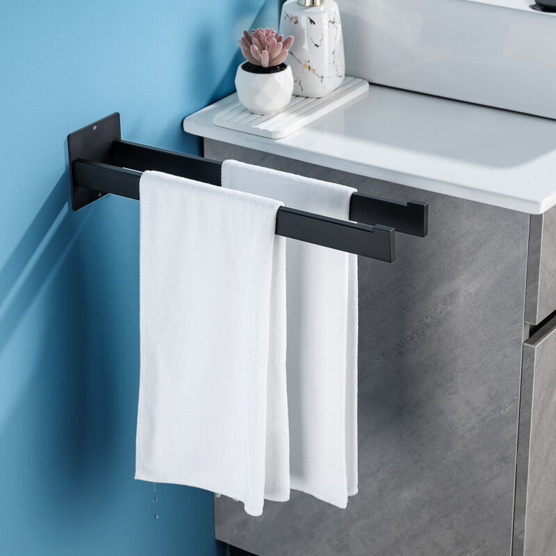 foto del prodotto auralum portasciugamani in acciaio inox, gancio a muro per bagno e cucina, nero