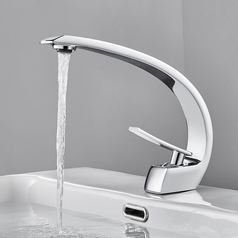 foto del prodotto auralum rubinetto bagno lavabo in ottone senza piombo, miscelatore lavabo semplice con aeratore smontabile, rubinetto per bagno con acqua calda e