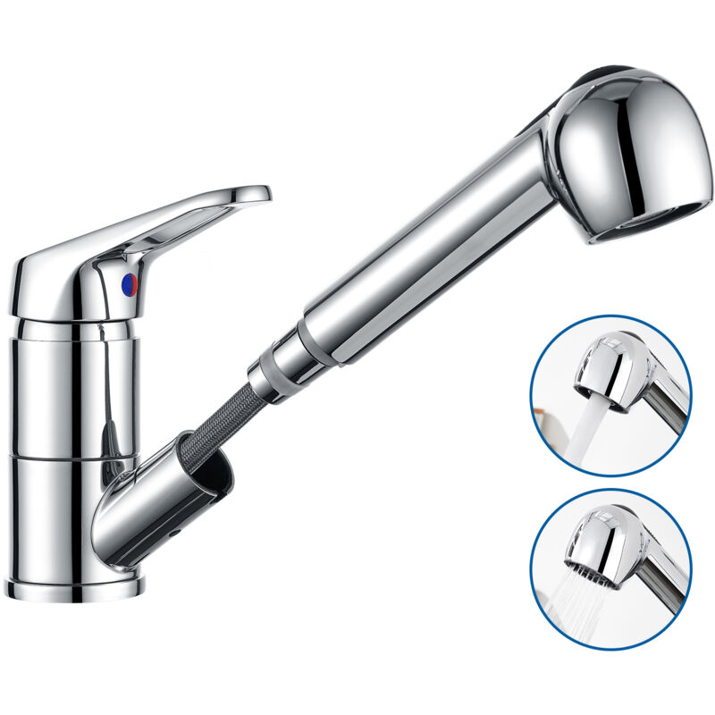 foto del prodotto auralum rubinetto cucina con doccetta estraibile 70cm, rubinetti per lavello con girevole a 360 , miscelatore monocomando cucina, acqua calda e