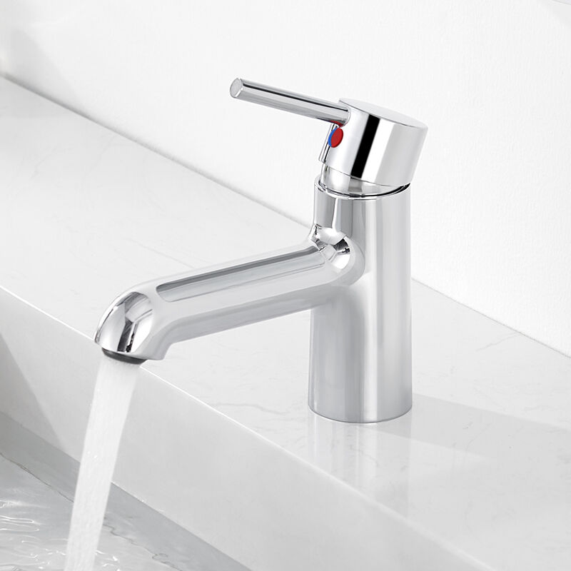 foto del prodotto auralum rubinetto lavabo cromato, rubinetto del bagno per fredda e calda regolabile, miscelatore monocomando per lavabo, rubinetto lavabo bagno con