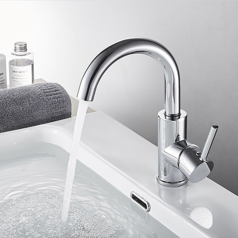 foto del prodotto auralum rubinetto lavabo in ottone cromo, girevole a 360 miscelatore monocomando per lavabi bagno dell acqua calda e fredda