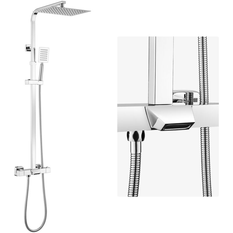 foto del prodotto auralum sistema doccia termostatico a 3 funzioni, doccia a pioggia con rubinetteria, soffione doccia, set doccia, set doccia, soffione doccia,